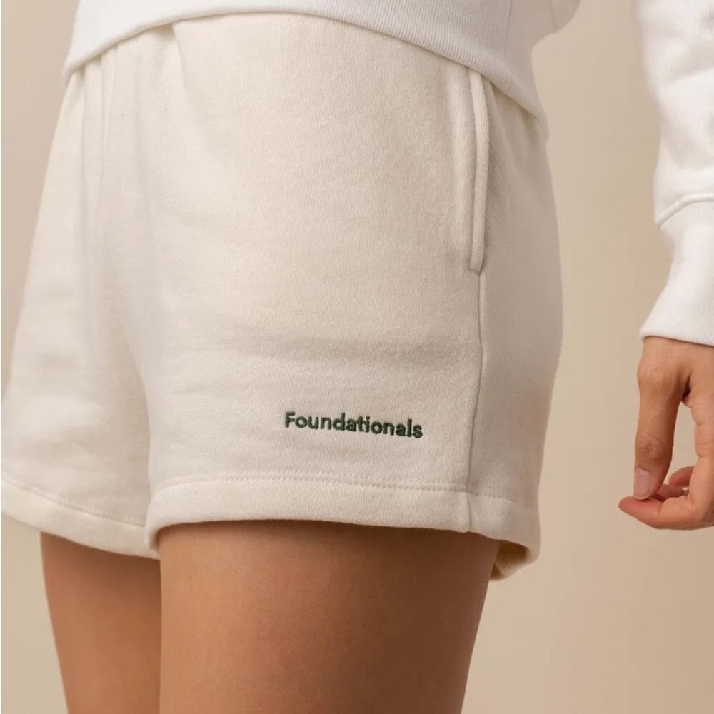 Foundationals White Fleece Cotton Sweat Short Size XL